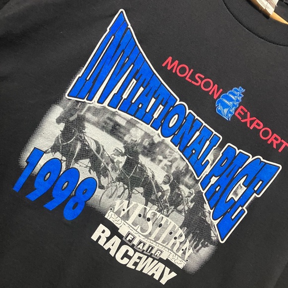 90s Black Molson export Invitational Pace Graphic T-Shirt 1998 xl - Picture 6 of 9